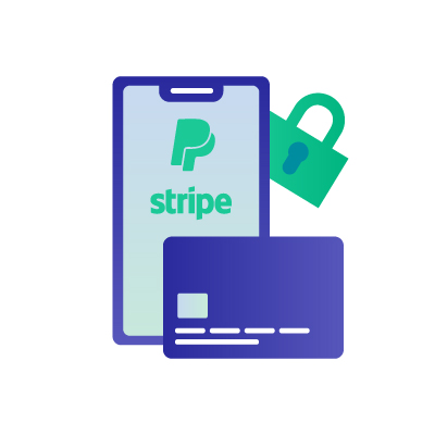 Icône paiement sécurisé carte bancaire Stripe PayPal
